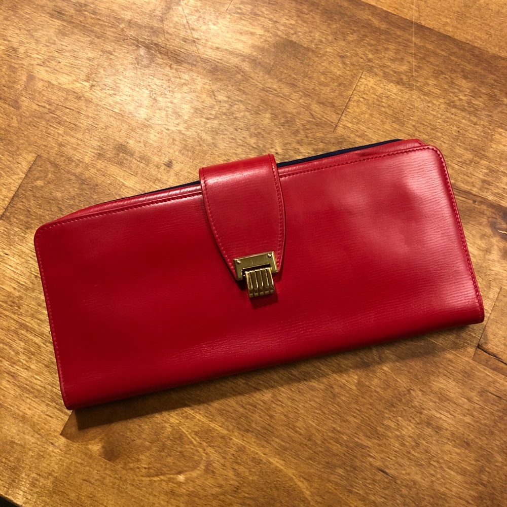 Dunhill vintage red leather jewelry travel wallet